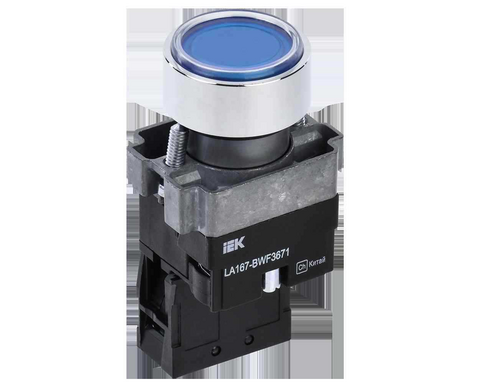 Кнопка управления LA167-BWF3671 d=22мм RC 1з с подсветкой синяя IEK