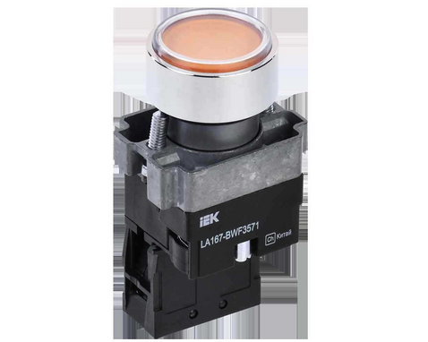 Кнопка управления LA167-BWF3571 d=22мм RC 1з с подсветкой желтая IEK