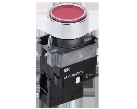 Кнопка управления LA167-BWF3472 d=22мм RC 1р с подсветкой красная IEK