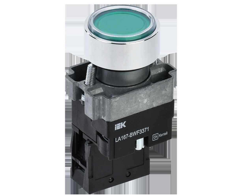Кнопка управления LA167-BWF3371 d=22мм RC 1з с подсветкой зеленая IEK