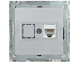 Розетка компьютерная РК10-1-Б RJ45 Cat5e BOLERO серебряный IEK