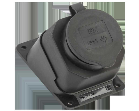 Розетка настенная угловая РБу13-1-0м с защитной крышкой IP44 ОМЕГА IEK