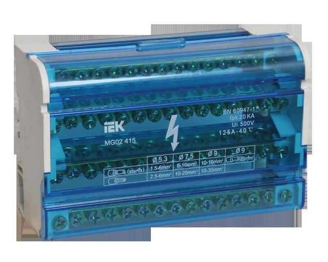 Шины на DIN-рейку в корпусе (кросс-модуль) ШНК 4х15 3L+PEN IEK