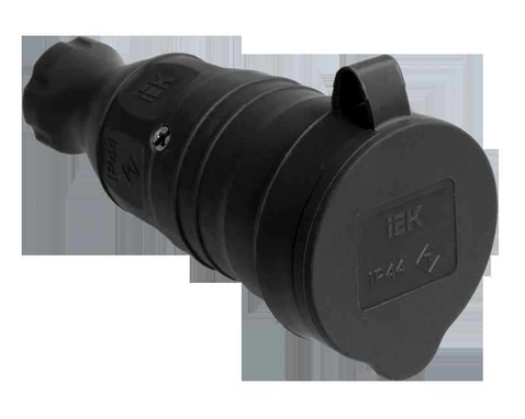 Розетка переносная РБп13-1-0м с защитной крышкой IP44 ОМЕГА IEK