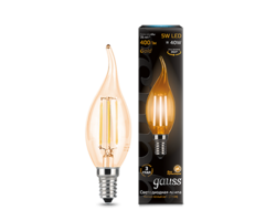 Лампа Gauss LED Filament Candle tailed E14 5W 2700K Golden