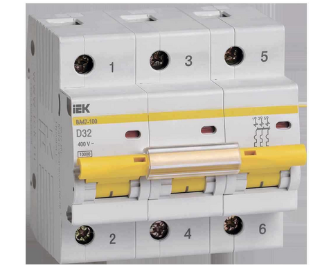 Выключатель автоматический ВА47-100 3Р 32А 10кА D IEK