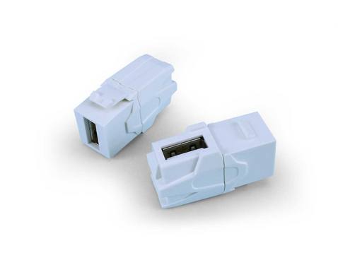 Вставки формата Keystone Jack с проходным адаптером USB 2.0 (Type A), 90 градусов Hyperline серии KJ1-USB-VA2