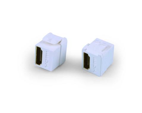 Hyperline KJ1-HDMI-AS18-WH Вставка формата Keystone Jack с проходным адаптером HDMI 2.0 (Type A), short body (18.2 мм), ROHS, белая