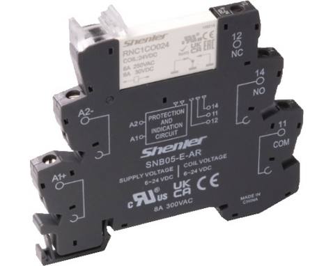 РЕЛЕ ИНТЕРФЕЙСНОЕ RNC1CO012 С КОЛОДКОЙ SNC05-S-A, ПРУЖИННЫЙ ЗАЖИМ, 1CO, 6A(250VAC), 12VAC/DC, LED, W=6.2MM