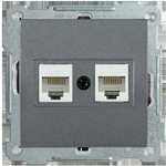 Розетка 2-местная компьютерная РК10-2-Б RJ45 Cat5e BOLERO антрацит IEK